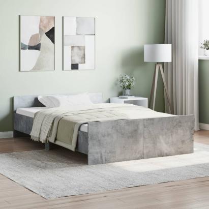Cadru de pat cu tăblie la cap/picioare, gri beton, 120x200 cm GartenMobel Dekor