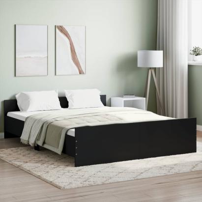 Cadru de pat cu tăblie de cap și picioare, negru, 150x200 cm GartenMobel Dekor