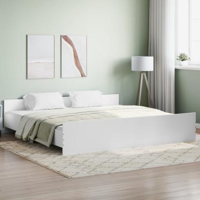 Cadru pat cu tăblie la cap/picioare, alb, 180x200 cm GartenMobel Dekor