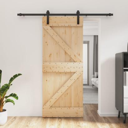 Ușă glisantă cu set de feronerie 85x210 cm, lemn masiv de pin GartenMobel Dekor