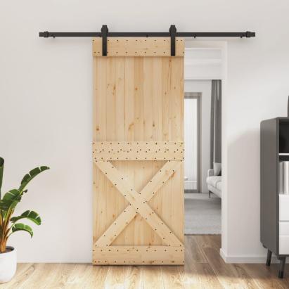 Ușă glisantă cu set de feronerie 85x210 cm, lemn masiv de pin GartenMobel Dekor