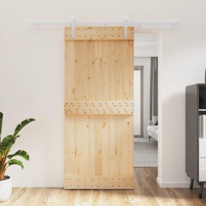 Ușă glisantă cu set feronerie, 90x210 cm, lemn masiv de pin GartenMobel Dekor