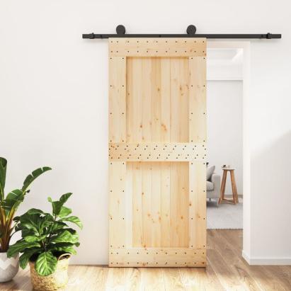 Ușă glisantă cu set feronerie, 90x210 cm, lemn masiv de pin GartenMobel Dekor