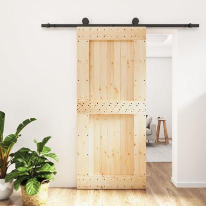 Ușă glisantă cu set feronerie, 90x210 cm, lemn masiv de pin GartenMobel Dekor