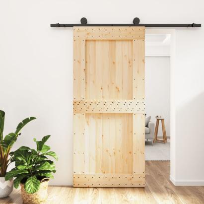 Ușă glisantă cu set de feronerie 95x210 cm, lemn masiv de pin GartenMobel Dekor