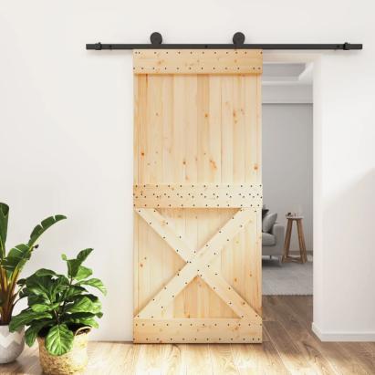 Ușă glisantă cu set de feronerie 95x210 cm, lemn masiv de pin GartenMobel Dekor