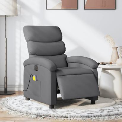 Fotoliu electric de masaj rabatabil, gri închis, textil GartenMobel Dekor