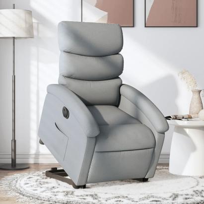 Fotoliu electric rabatabil cu ridicare, gri deschis, textil GartenMobel Dekor
