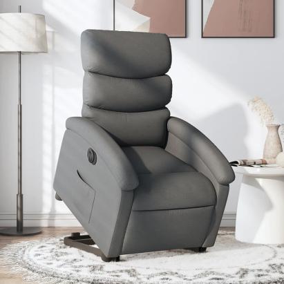 Fotoliu electric rabatabil cu ridicare, gri închis, textil GartenMobel Dekor