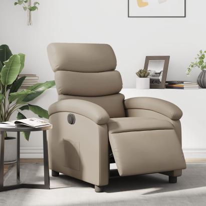 Fotoliu rabatabil electric, cappuccino, piele ecologică GartenMobel Dekor