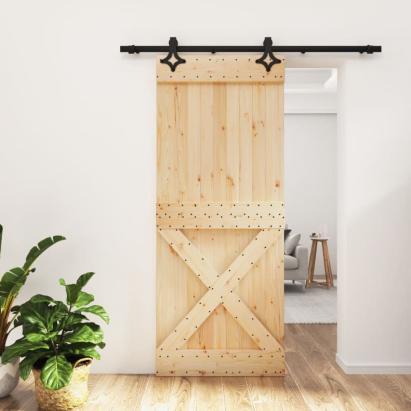 Ușă glisantă cu set de feronerie 85x210 cm, lemn masiv de pin GartenMobel Dekor