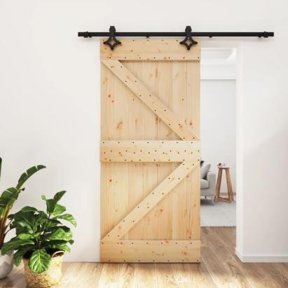 Ușă glisantă cu set de feronerie 95x210 cm, lemn masiv de pin GartenMobel Dekor