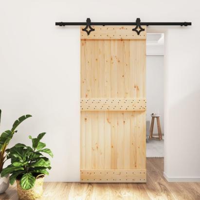 Ușă glisantă cu set feronerie, 90x210 cm, lemn masiv de pin GartenMobel Dekor