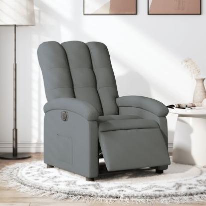Fotoliu rabatabil electric, gri închis, material textil GartenMobel Dekor