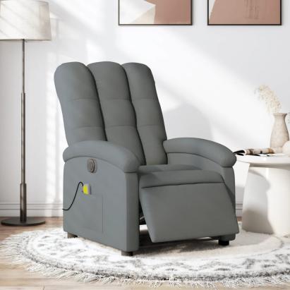 Fotoliu electric de masaj rabatabil, gri închis, textil GartenMobel Dekor
