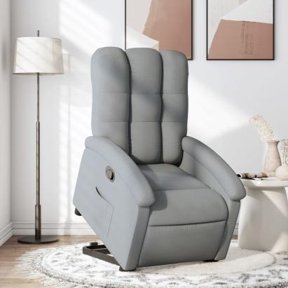 Fotoliu rabatabil cu ridicare, gri deschis, material textil GartenMobel Dekor