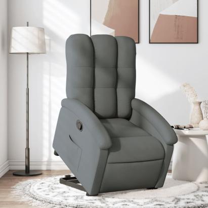 Fotoliu rabatabil cu ridicare pe verticală, gri închis, textil GartenMobel Dekor