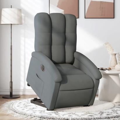 Fotoliu electric rabatabil cu ridicare, gri închis, textil GartenMobel Dekor
