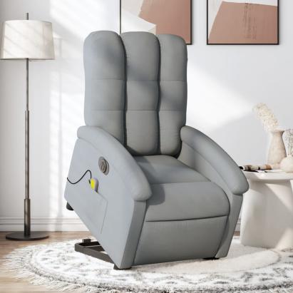Fotoliu electric masaj rabatabil cu ridicare, gri închis textil GartenMobel Dekor