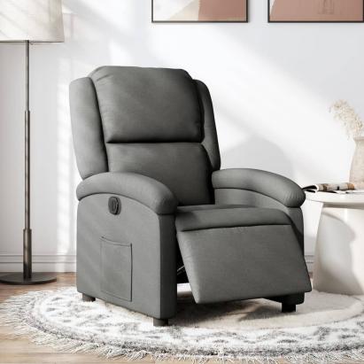 Fotoliu rabatabil electric, gri închis, material textil GartenMobel Dekor