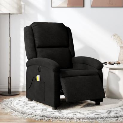 Fotoliu electric de masaj rabatabil, negru, textil GartenMobel Dekor