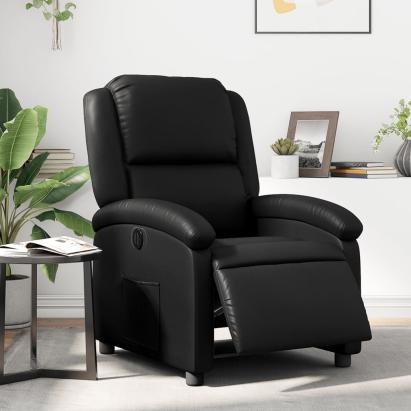 Fotoliu rabatabil electric, negru, piele ecologică GartenMobel Dekor
