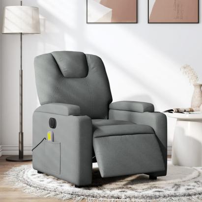 Fotoliu electric de masaj rabatabil, gri închis, textil GartenMobel Dekor