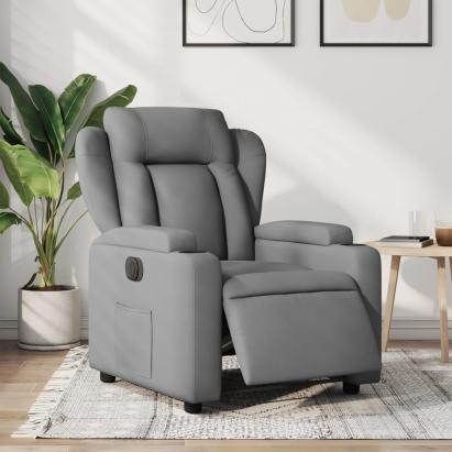 Fotoliu rabatabil electric, gri deschis, textil GartenMobel Dekor