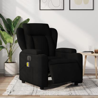 Fotoliu electric de masaj rabatabil, negru, textil GartenMobel Dekor