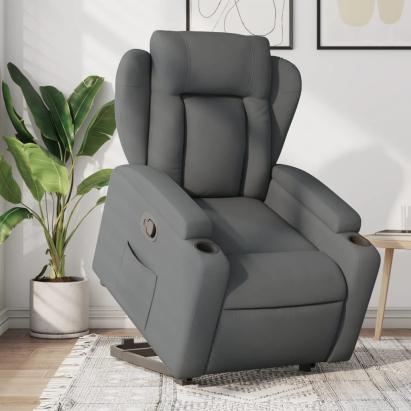 Fotoliu rabatabil cu ridicare pe verticală, gri închis, textil GartenMobel Dekor