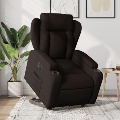 Fotoliu electric rabatabil cu ridicare, maro închis, textil GartenMobel Dekor