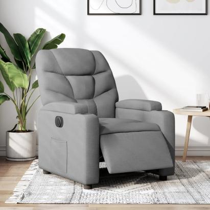 Fotoliu rabatabil electric, gri deschis, textil GartenMobel Dekor