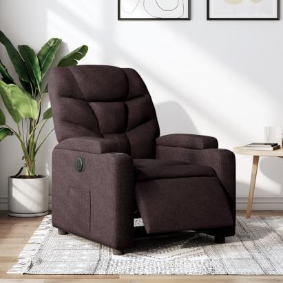 Fotoliu rabatabil electric, maro închis, material textil GartenMobel Dekor