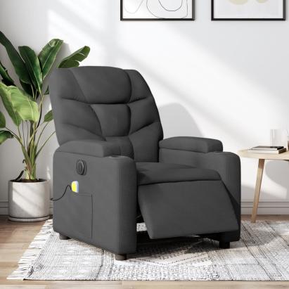 Fotoliu electric de masaj rabatabil, gri închis, textil GartenMobel Dekor