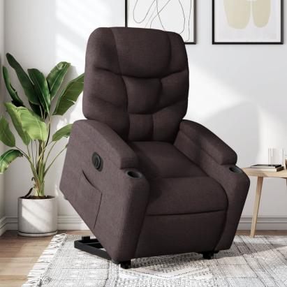 Fotoliu electric rabatabil cu ridicare, maro închis, textil GartenMobel Dekor
