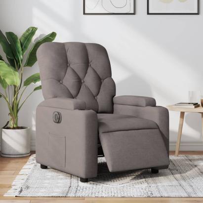 Fotoliu rabatabil electric, gri taupe, material textil GartenMobel Dekor