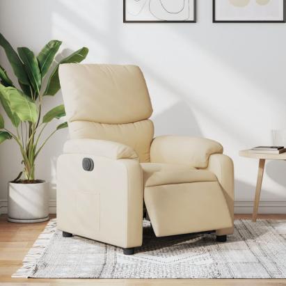Fotoliu rabatabil electric, crem, material textil GartenMobel Dekor
