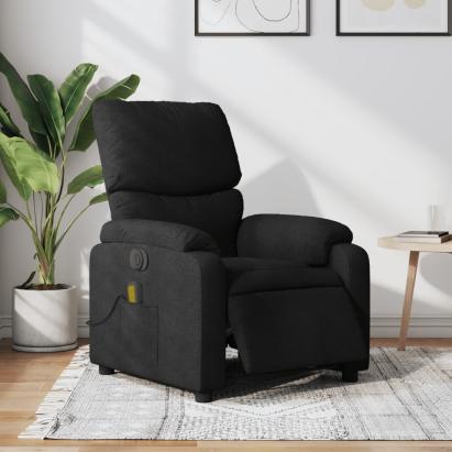 Fotoliu electric de masaj rabatabil, negru, textil GartenMobel Dekor