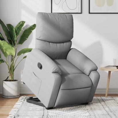 Fotoliu rabatabil cu ridicare, gri deschis, material textil GartenMobel Dekor