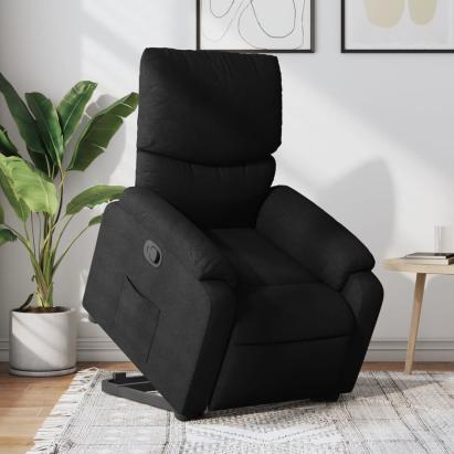 Fotoliu rabatabil cu ridicare pe verticală, negru, textil GartenMobel Dekor