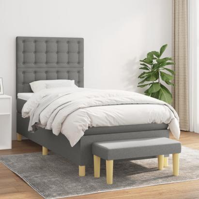 Pat box spring cu saltea, gri închis, 80x200 cm, textil GartenMobel Dekor