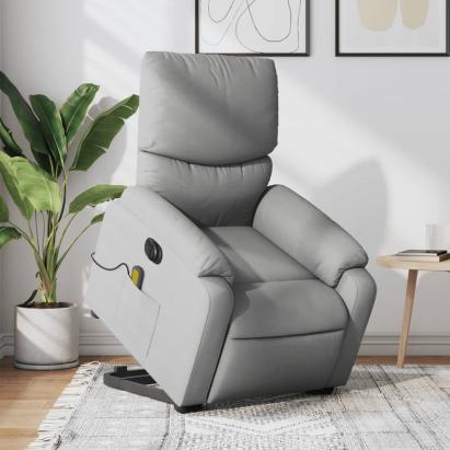 Fotoliu electric masaj rabatabil cu ridicare, gri închis textil GartenMobel Dekor