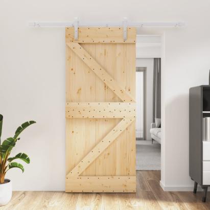 Ușă glisantă cu set feronerie, 90x210 cm, lemn masiv de pin GartenMobel Dekor
