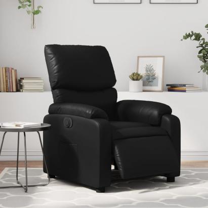 Fotoliu rabatabil electric, negru, piele ecologică GartenMobel Dekor
