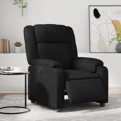 Fotoliu rabatabil electric, negru, piele ecologică GartenMobel Dekor
