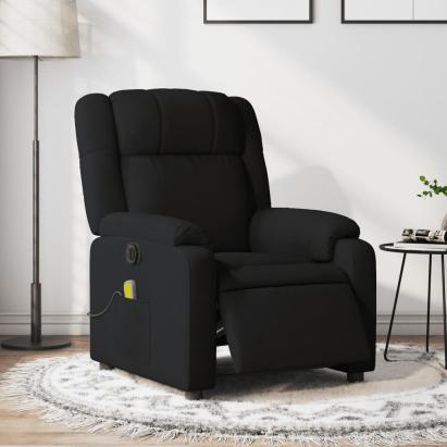 Fotoliu electric de masaj rabatabil, negru, textil GartenMobel Dekor