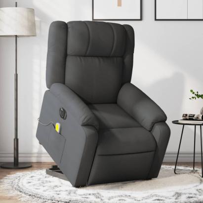 Fotoliu electric masaj rabatabil cu ridicare, gri închis textil GartenMobel Dekor