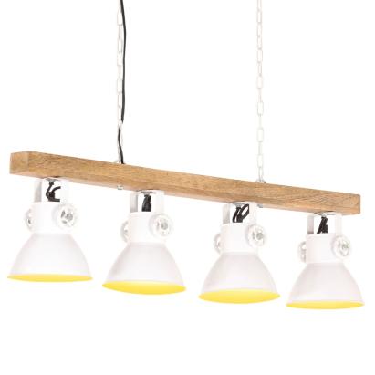 Lampă suspendată industrială, alb, lemn de mango, E27 GartenMobel Dekor