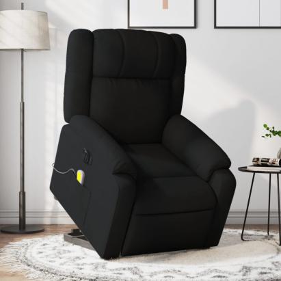 Fotoliu electric de masaj rabatabil cu ridicare, negru, textil GartenMobel Dekor