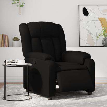 Fotoliu rabatabil electric, negru, piele ecologică GartenMobel Dekor